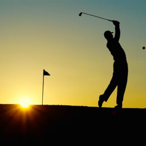golf, sunset, sport